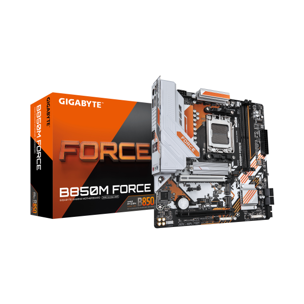 GIGABYTE B850M FORCE Placa Base – Compatible con procesadores AMD Ryzen serie 9000, VRM digital de 8+2+2 fases, hasta 9600 MHz D