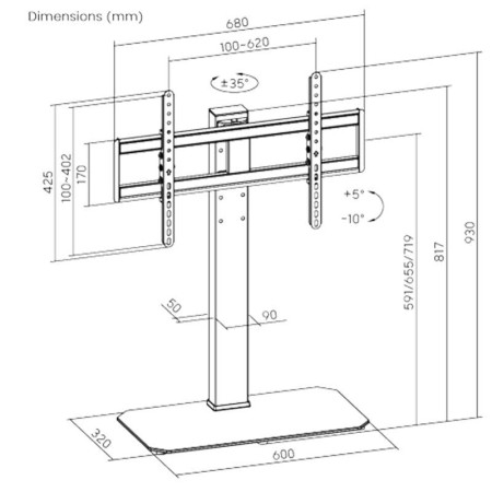 Soporte de Mesa TM Electrón TMSLC424 para TV de 46-86"/ hasta 60kg