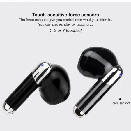 Auriculares Bluetooth TooQ Onyx TQBWH-0054B con estuche de carga/ Autonomía 4h/ Negros