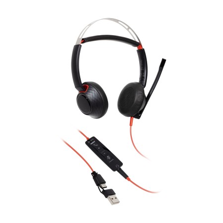 Auriculares Poly Blackwire 5220 USB-C + 3.5 mm + Adaptador USB-C/A/ con Micrófono/ Jack 3.5 - USB Tipo-C/ Bulk/ Negros