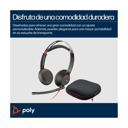 Auriculares Poly Blackwire 5220 USB-C + 3.5 mm + Adaptador USB-C/A/ con Micrófono/ Jack 3.5 - USB Tipo-C/ Bulk/ Negros