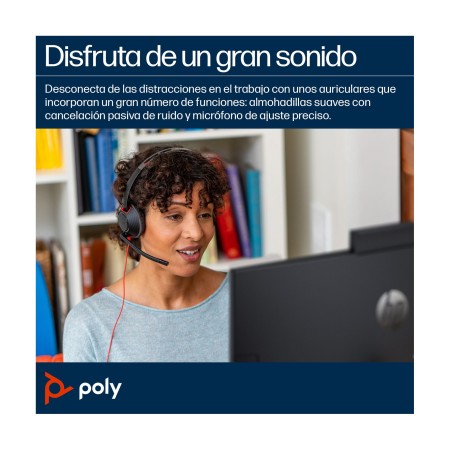 Auriculares Poly Blackwire 5220 USB-C + 3.5 mm + Adaptador USB-C/A/ con Micrófono/ Jack 3.5 - USB Tipo-C/ Bulk/ Negros