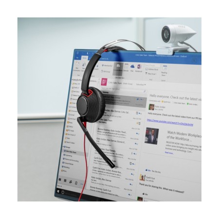 Auriculares Poly Blackwire 5220 USB-C + 3.5 mm + Adaptador USB-C/A/ con Micrófono/ Jack 3.5 - USB Tipo-C/ Bulk/ Negros