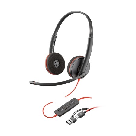 Auriculares Poly Blackwire 3220 + Adaptador USB-C/A/ con Micrófono/ Bulk/ Negros