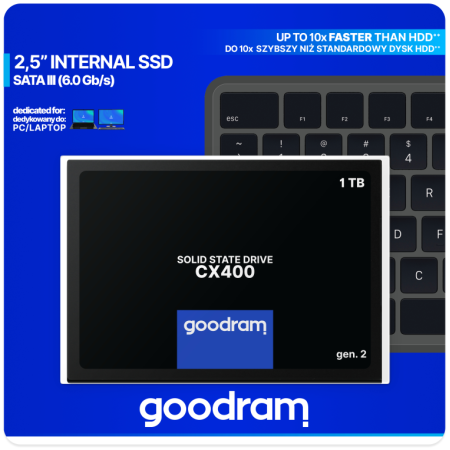 Goodram CX400 gen.2, 1 TB, 2.5″, 550 MB/s, 6 Gbit/s