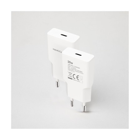 Cargador de Pared Nanocable 10.10.2027/ 1xUSB Tipo-C/ 30W/ Blanco