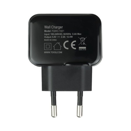 Cargador de Pared TooQ TQWC-1S01/ 1xUSB/ 12W/ Negro