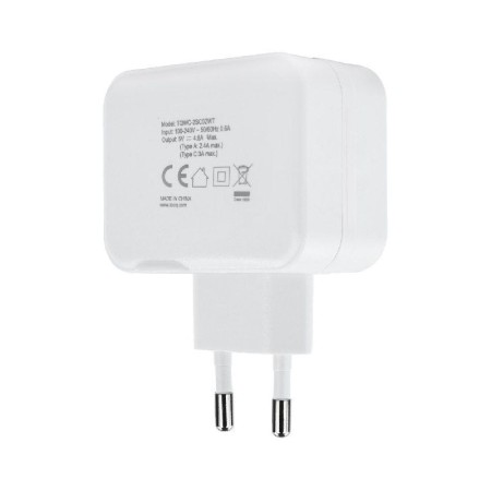 Cargador de Pared TooQ TQWC-2SC02WT/ 1xUSB Tipo-C/ 1x USB/ 27W