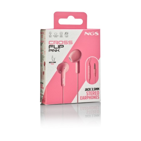 Auriculares Intrauditivos NGS Cross Flip/ con Micrófono/ Jack 3.5/ Rosas