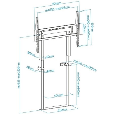 Soporte de Pared Fijo/ Suelo TooQ HIPERIÓN FS2280M-B para TV de 55-100"/ hasta 120kg