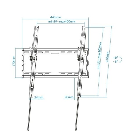 Soporte de Pared Fijo / Inclinable TooQ LP1071T-B para TV de 32-70"/ hasta 45kg