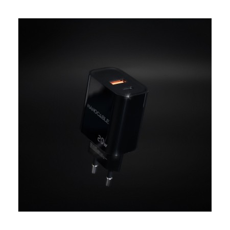 Cargador de Pared Nanocable 10.10.2008/ 1xUSB/ 1xUSB Tipo-C/ 20W/ Negro