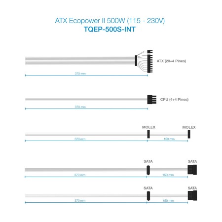 Fuente de Alimentación TooQ TQEP-500S-INT/ 500W/ Ventilador 12cm