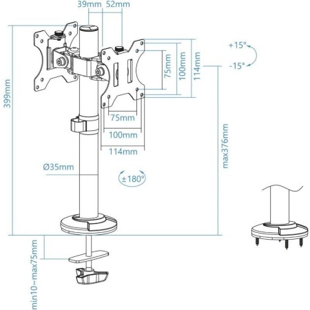 Soporte para 2 Monitores TooQ DB1132TN-B/ hasta 8kg