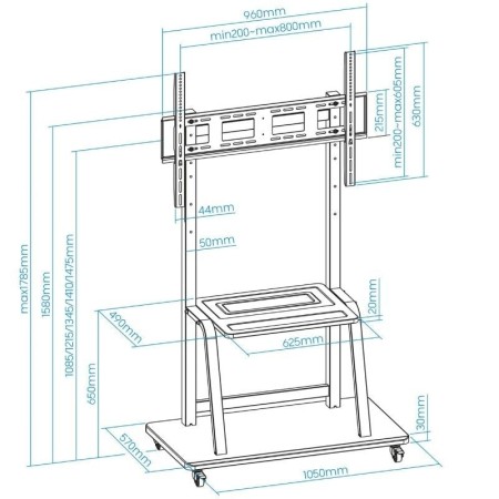 Soporte de Suelo Ajustable con Ruedas TooQ FS20101M-B para TV de 37-100"/ hasta 150kg