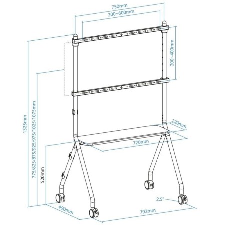 Soporte de Suelo con Ruedas TooQ iLOVE FS20207M-W para TV de 49-80"/ hasta 50kg