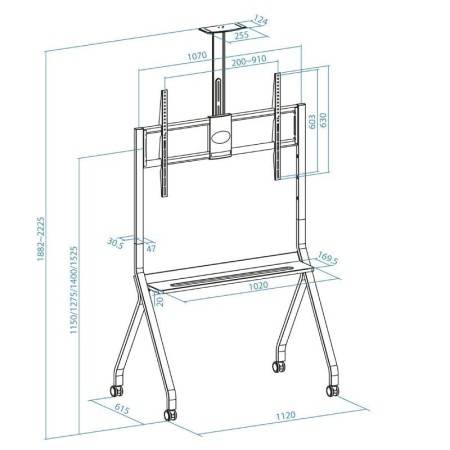 Soporte de Suelo con Ruedas TooQ FS20208M-B para TV de 55-100"/ hasta 120kg