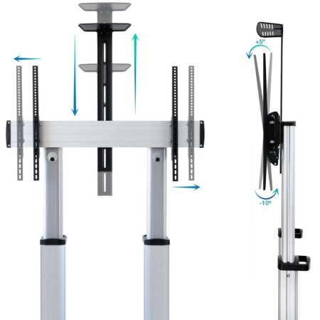 Soporte de Suelo Inclinable/ Ajustable con Ruedas TooQ FS20300M-B para TV de 60-100"/ hasta 100kg