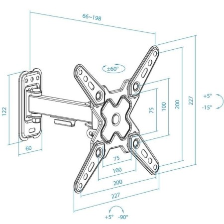 Soporte de Pared Extensible/ Giratorio/ Inclinable TooQ LP1343TN-B para TV de 13-43"/ hasta 20kg