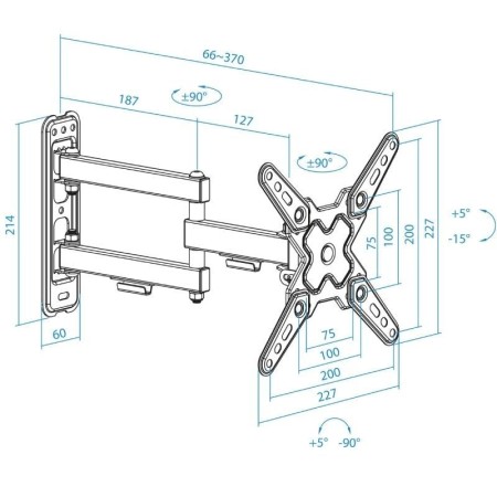 Soporte de Pared Extensible/ Giratorio/ Inclinable TooQ LP1345TN-B para TV de 13-43"/ hasta 20kg