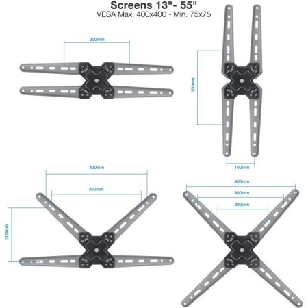 Soporte de Pared Extensible/ Giratorio/ Inclinable TooQ LP1355TN-B para TV de 13-55"/ hasta 25kg