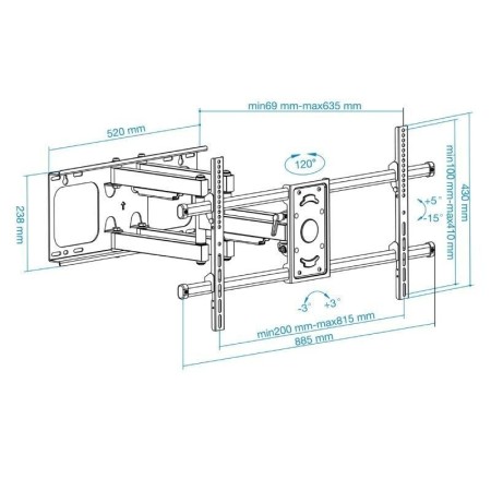 Soporte de Pared Giratorio/ Inclinable/ Nivelable TooQ LP3790TN-B para TV de 43-90"/ hasta 75kg