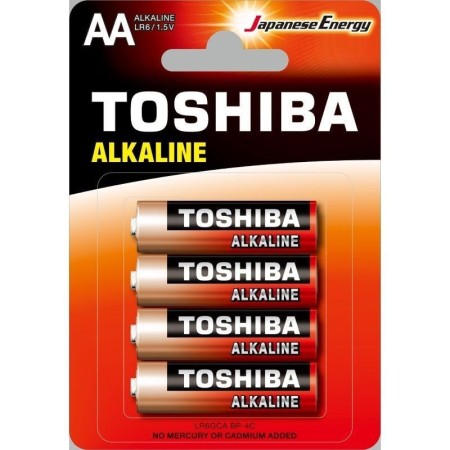 Pack de 4 Pilas AA Toshiba Alkaline LR6/ 1.5V/ Alcalinas