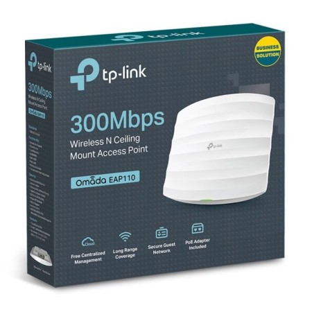 Punto de Acceso Inalámbrico TP-Link Omada EAP110 PoE 300Mbps/ 2.4GHz/ Antenas de 4dBi/ WiFi 802.11n/b/g