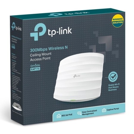 Punto de Acceso Inalámbrico TP-Link Omada EAP115 PoE 300Mbps/ 2.4GHz/ Antenas de 4dBi/ WiFi 802.11n/b/g