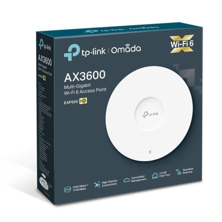 Punto de Acceso Inalámbrico TP-Link Omada EAP660 HD/ WiFi 6/ PoE 3600Mbps/ 2.4GHz 5GHz/ Antenas de 5dBi/ WiFi 802.11ax/ac/a/n/b/