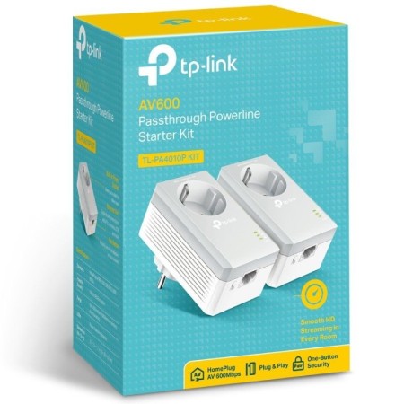 Adaptador Powerline TP-Link TL-PA4010P KIT 600Mbps/ Alcance 300m/ Pack de 2