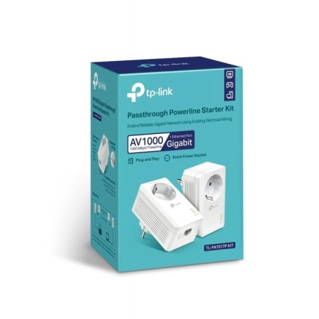 Adaptador Powerline TP-Link TL-PA7017P KIT AV1000 1000Mbps/ Alcance 300m/ Pack de 2