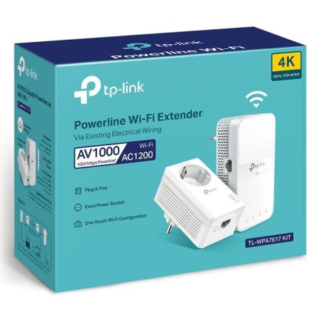 Adaptador Powerline TP-Link TL-WPA7617 KIT 1000Mbps/ Alcance 300m/ Pack de 2