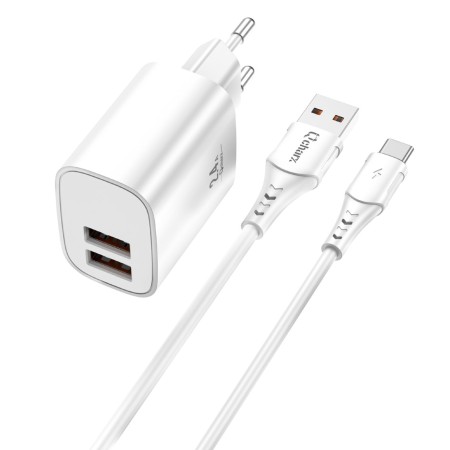 Kit cargador qcharx apolo 24a 12w  cable usb a tipo c blanco