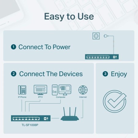 Switch TP-Link SF1008P 8 Puertos/ RJ-45 10/100 PoE