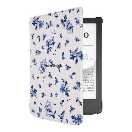 Pocketbook funda shell series verse  verse pro - patron flores blanco azul