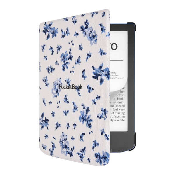 Pocketbook funda shell series verse  verse pro - patron flores blanco azul