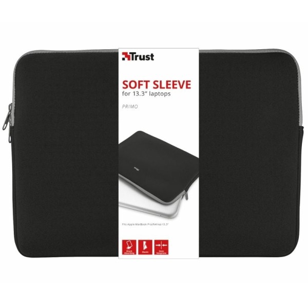 Funda Trust Primo Soft Sleeve para Portátiles hasta 13.3"/ Negra