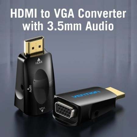 Adaptador Conversor Vention AIDB0/ HDMI Macho a VGA Hembra/ Audio Jack 3.5mm