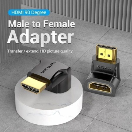 Adaptador HDMI 4K 90º Vention AIOB0-2/ HDMI Macho - HDMI Hembra/ Pack 2 Uds