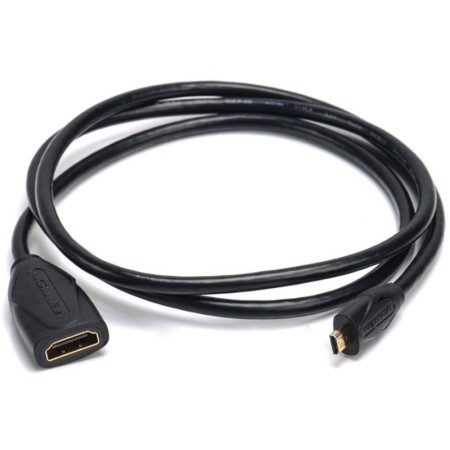 Cable Alargador Micro HDMI 4K Vention ABBBF/ Micro HDMI Macho - HDMI Hembra/ 1m/ Negro