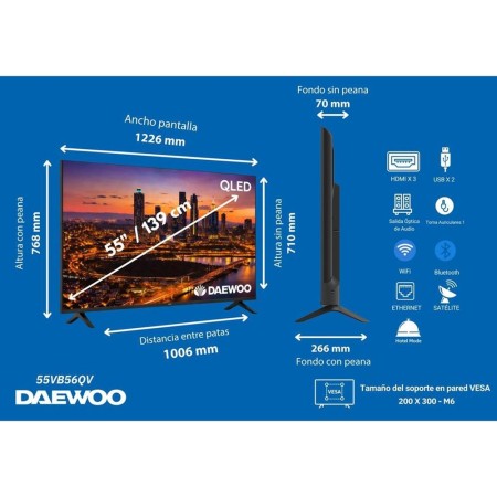Tv daewoo 55 pulgadas qled 4k uhd - 55vb56qv - smart tv