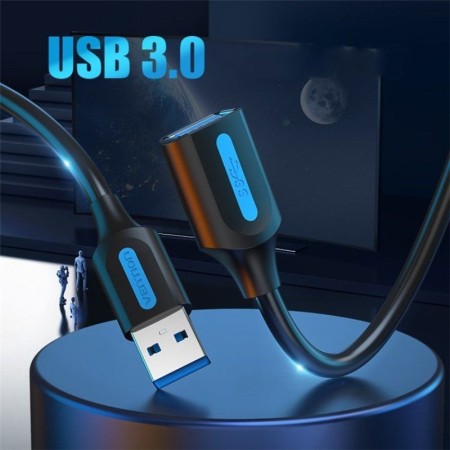 Cable Alargador USB 3.0 Vention CBHBG/ USB Macho - USB Hembra/ 5Gbps/ 1.5m/ Negro