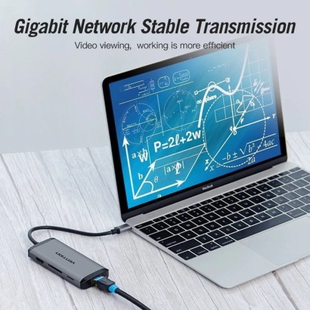 Docking USB Tipo-C Vention CNDHB/ 1xHDMI/ 3xUSB/ 1xUSB Tipo-C PD/ 1xRJ45/ 1xLector tarjetas/ Gris