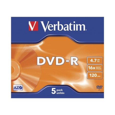 DVD-R Verbatim Advanced AZO 16X/ Caja-5uds