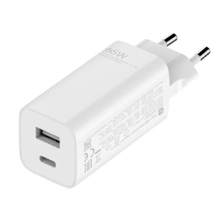 Cargador de Pared Xiaomi Mi 65W Fast Charger with GaN Tech 1xUSB Tipo-C/ 1xUSB A/ 65W