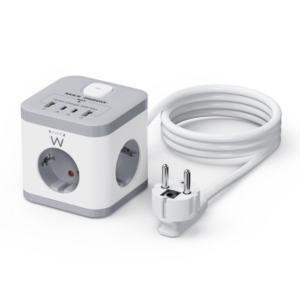 Regleta sobremesa ewent ew3863 3x schuko -  2x usb tipo a -  2x usb tipo b
