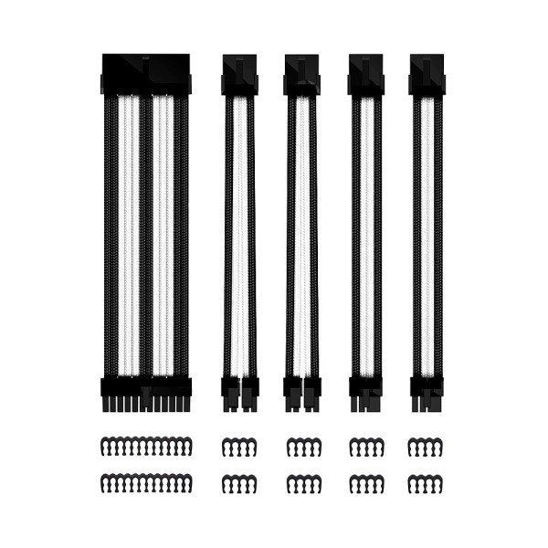 Kit de extension phoenix cables fuente de alimentacion 30cm 24 pines - 4  4 pines - 6  2 pines blanco y negro