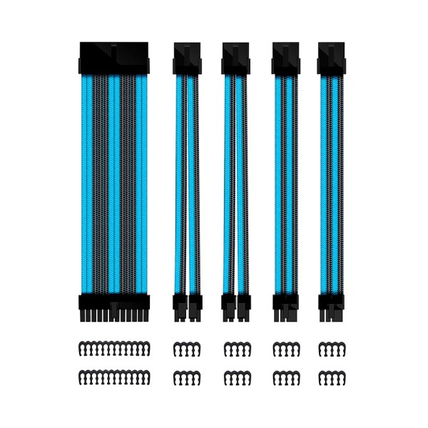 Kit de extension phoenix cables fuente de alimentacion 30cm 24 pines - 4  4 pines - 6  2 pines negro y azul