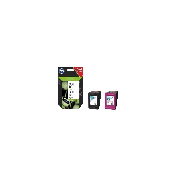 Multipack hp n9j72ae nº301 negro y tricolor